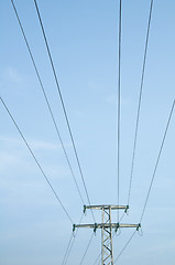 Image showing High voltage poles and wires