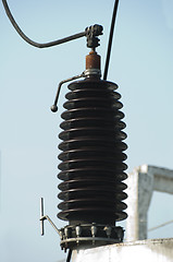 Image showing High-voltage wires and transformers