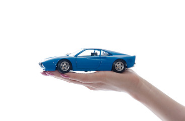 Image showing Car toy on palm