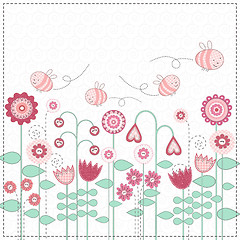 Image showing Lovely flowers and the cute bees