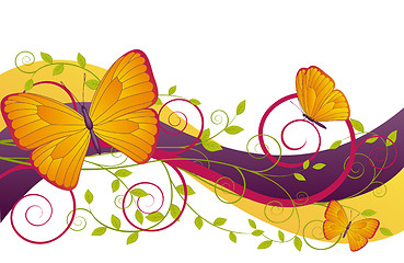 Image showing floral illustration with butterflies