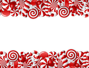 Image showing Frame made of red and white candies