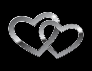 Image showing Two metal hearts