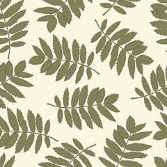 Image showing Seamless pattern with autumn leaves of a mountain ash