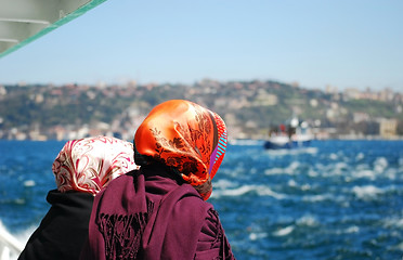 Image showing Turkish women on a boat