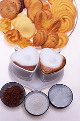 Image showing heart shaped espresso coffee cappuccino cups