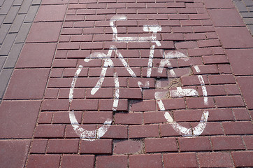 Image showing Red tile-based bike path.