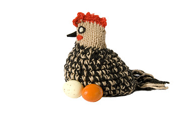 Image showing Easter chicken with eggs