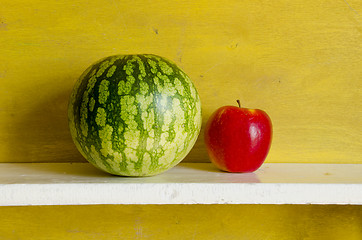 Image showing Watermelon red apple. Healthy natural fruit food