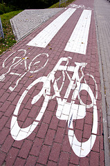 Image showing Cycle path mark. Special traffic lane for bicycles