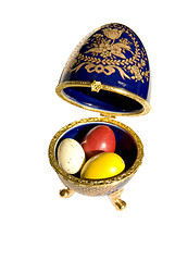 Image showing Faberge copy with real Easter eggs in it