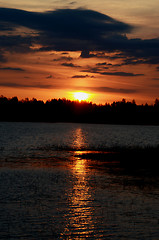 Image showing Spring sunrise over the lake. 