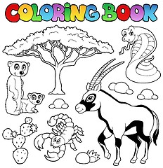 Image showing Coloring book savannah animals 1