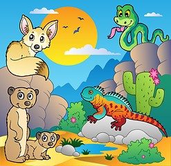 Image showing Desert scene with various animals 4