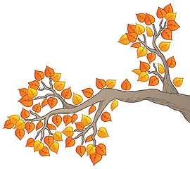Image showing Cartoon tree branch with leaves 2