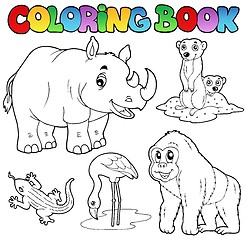 Image showing Coloring book zoo animals set 1