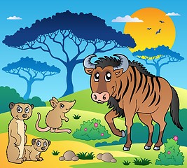Image showing Savannah scenery with animals 3