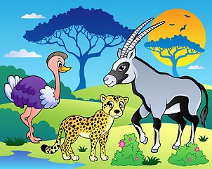 Image showing Savannah scenery with animals 7