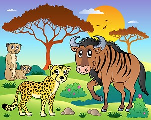 Image showing Savannah scenery with animals 5