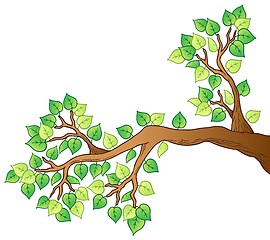 Image showing Cartoon tree branch with leaves 1