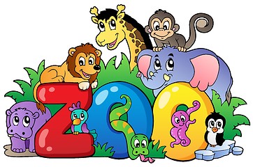 Image showing Zoo sign with various animals