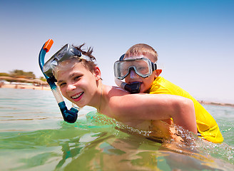 Image showing Two boys on a beach