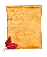 Image showing Old paper with autumn leaves, autumn note