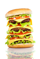 Image showing Tasty and appetizing hamburger on a white