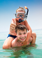 Image showing Two boys on a beach