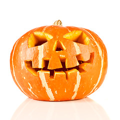 Image showing halloween, old jack-o-lantern on white