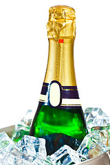 Image showing isolated champagne bottle in ice