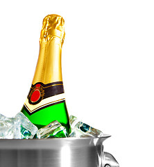 Image showing isolated champagne bottle in ice