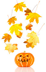 Image showing halloween, old jack-o-lantern on white