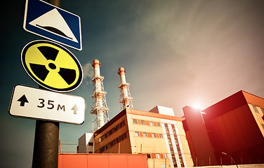 Image showing Nuclear Power Plant with Radioactivity Sign