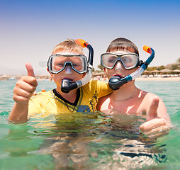 Image showing Two boys on a beach