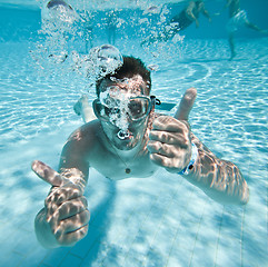 Image showing man floats in pool