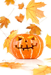 Image showing halloween, old jack-o-lantern on white