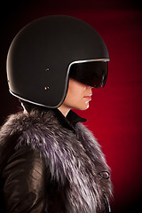 Image showing Biker girl in a helmet