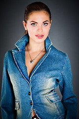 Image showing  girl in a jeans jacket