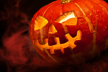 Image showing halloween, old jack-o-lantern on black