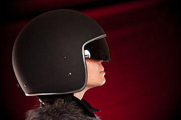 Image showing Biker girl in a helmet