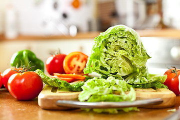 Image showing Vegetables lettuce and tomato