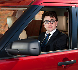 Image showing man at the wheel the car