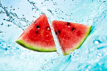 Image showing watermelon and water