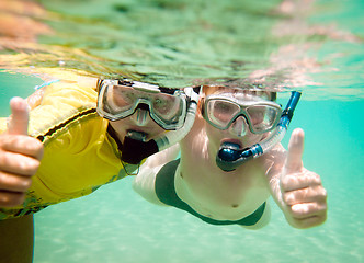 Image showing Two boys underwater