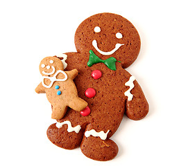 Image showing Gingerbread man cookies on white background