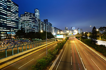 Image showing light trails in mega city highway