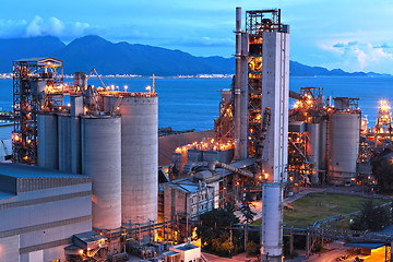 Image showing cement factory at night