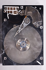 Image showing Hard disk drive with smoke