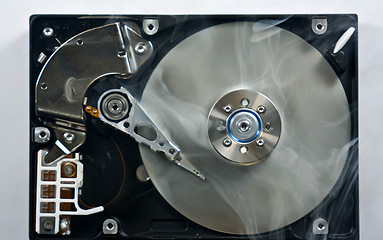 Image showing Hard disk drive with smoke